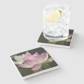 Paar van Lotus Flowers II Stenen Onderzetter (Zijkant)