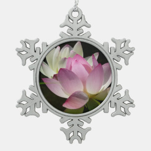 Paar van Lotus Flowers II Tin Sneeuwvlok Ornament