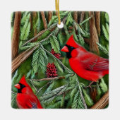Paar van Majestic Wilde Rode Kardinalen Keramisch Ornament (Voorkant)
