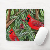 Paar van Majestic Wilde Rode Kardinalen Muismat (Met muis)