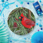 Paar van Majestic Wilde Rode Kardinalen Papieren Bordje (Feest)