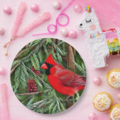 Paar van Majestic Wilde Rode Kardinalen Papieren Bordje (Feest)