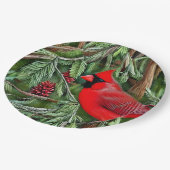 Paar van Majestic Wilde Rode Kardinalen Papieren Bordje (Gekanteld)