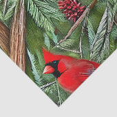 Paar van Majestic Wilde Rode Kardinalen Tissuepapier (Detail)