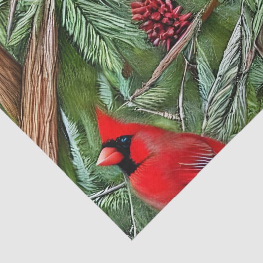 Paar van Majestic Wilde Rode Kardinalen Tissuepapier (Detail)