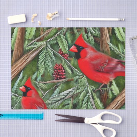 Paar van Majestic Wilde Rode Kardinalen Tissuepapier (Craft)