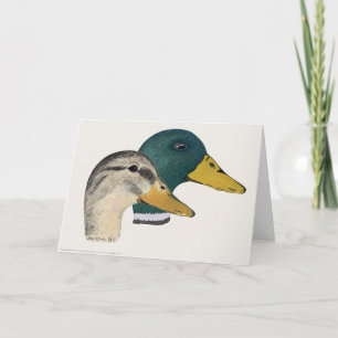Paar van Mallard Ducks, Drake en Hen, Waterverf Kaart