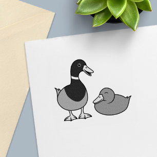 Paar van Mallard Ducks Zelfinktende Stempel