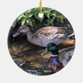 Paar van Mated Mallard Ducks Keramisch Ornament (Achterkant)