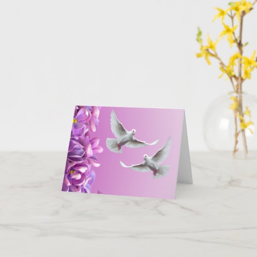 Paar van mooie witte doven kaart (Gele Bloem)