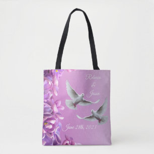 Paar van mooie witte doven tote bag