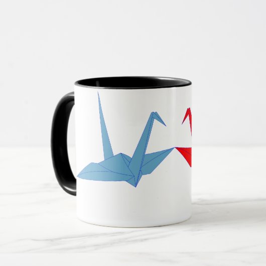 Paar van origami Cranes Mok (Voorkant links)