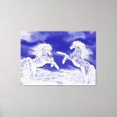 Paar van paarden in Blue & White V4 Canvas Print (Voorkant)