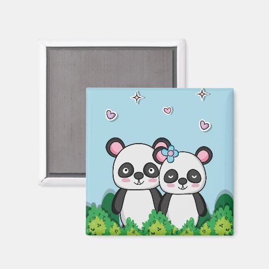 Paar van Pandas Magneet (Voorkant / Achterkant)