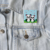 Paar van Pandas Vierkante Button 5,1 Cm (In situ)