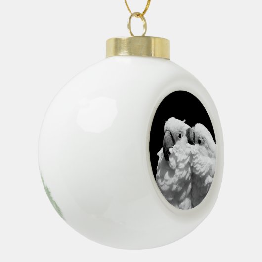 Paar van paraplu-cockatoes keramische bal ornament (Links)