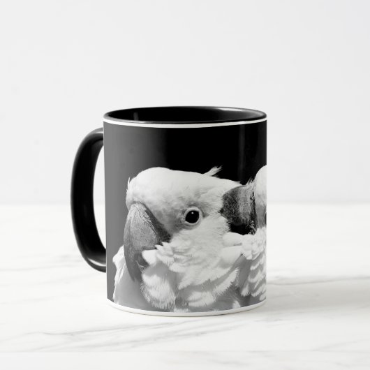 Paar van paraplu-cockatoes mok (Voorkant links)