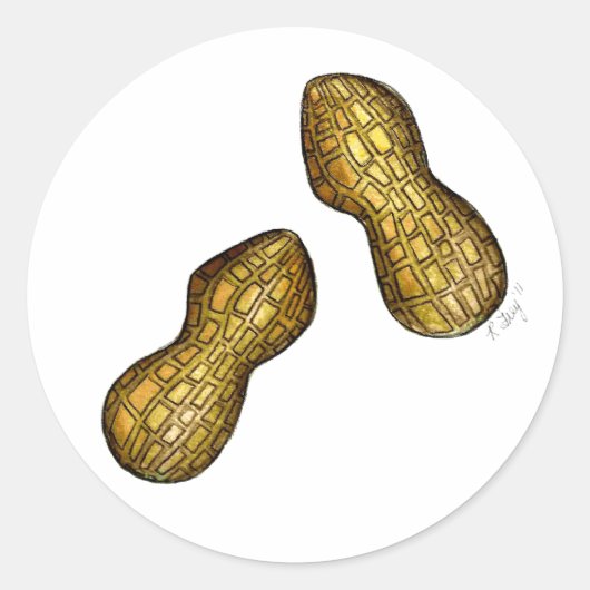 Paar van Peanuts Nutty Ballpark Peanut Shell Nut Ronde Sticker (Voorkant)