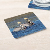 Paar van Pelicans Kartonnen Onderzetters (Schuin)