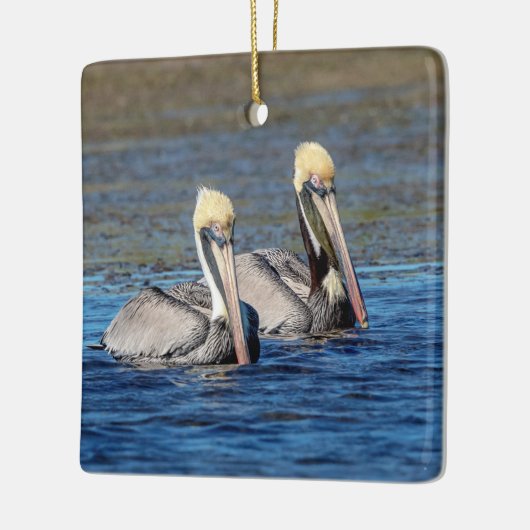Paar van Pelicans Keramisch Ornament (Links)
