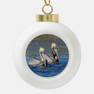 Paar van Pelicans Keramische Bal Ornament