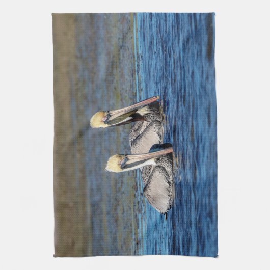 Paar van Pelicans Theedoek (Verticaal)