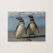 Paar van pinguïns op het strand legpuzzel (Horizontaal)
