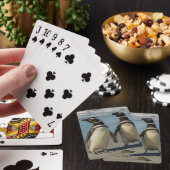 Paar van pinguïns op het strand speelkaarten (Insitu)