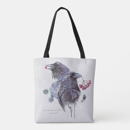 Paar van Ravens Abstracte Waterverf Splashes Tote Bag (Achterkant)