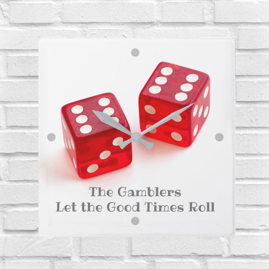 Paar van Red Dice Game Room Naam Vierkante Klok