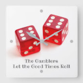 Paar van Red Dice Game Room Naam Vierkante Klok (Voorkant)