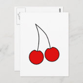 Paar van Rode Kersen. Zwart overzicht. Briefkaart (Voorkant / Achterkant)