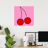 Paar van Rode Kersen. Zwart overzicht. Poster (Thuiskantoor)