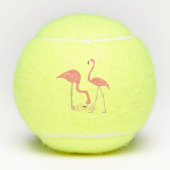 Paar van roze lamingos, monogrammen tennisballen (Voorkant)