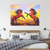 Paar van schilderCanvas voor paarden Canvas Afdruk (Insitu (Slaapkamer))