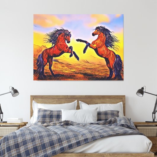 Paar van schilderCanvas voor paarden Canvas Afdruk (Insitu (Slaapkamer))