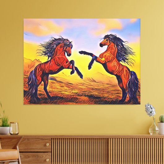 Paar van schilderCanvas voor paarden Canvas Afdruk (Insitu (Woonkamer))