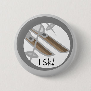 Paar van Skis I Ski T-shirts en geschenken Ronde Button 5,7 Cm