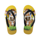 Paar van Teenslippers met Jersey koe boven geel (Voetbed)