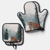 Paar van Teenslippers Ovenwant & Pannenlap Set (Voorkant / Achterkant)