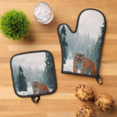 Paar van Teenslippers Ovenwant & Pannenlap Set (Top down)