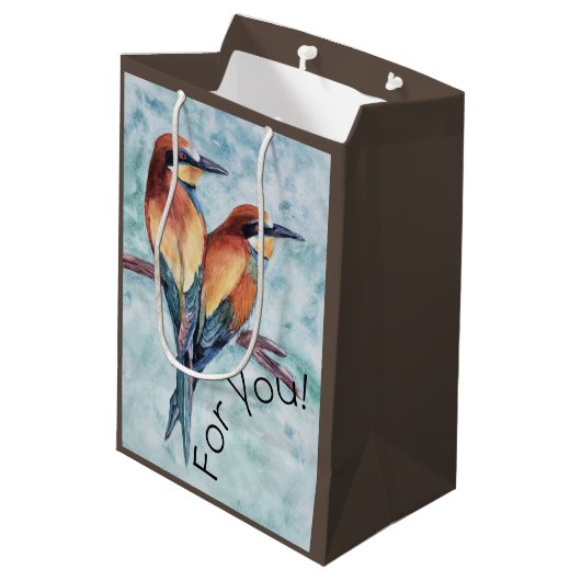 Paar van tropische vogels medium cadeauzakje (Achterkant Gekanteld)