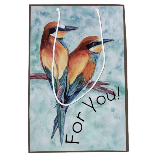 Paar van tropische vogels medium cadeauzakje (Voorkant)