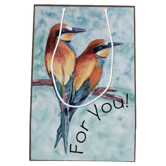 Paar van tropische vogels medium cadeauzakje (Achterkant)