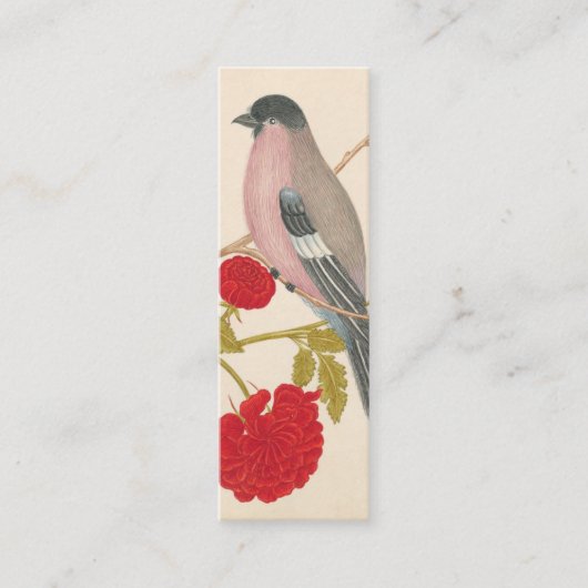 Paar van vogels met rozen en vlinders mini visitekaartje (Voorkant)