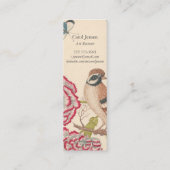 Paar van vogels met rozen en vlinders mini visitekaartje (Achterkant)