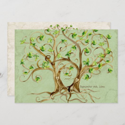 Paar van wervelstructuurwortelen verouderd groen p kaart (Voorkant / Achterkant)