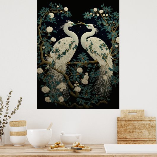 Paar van White Egrets Poster (Keuken)
