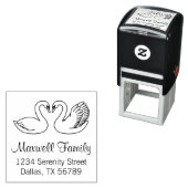 Paar van White Swans Couple Address Zelfinktende Stempel (In situ)