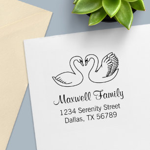 Paar van White Swans Couple Address Zelfinktende Stempel